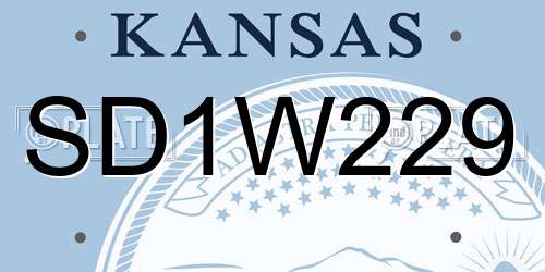 SD1W229 Kansas License Plate