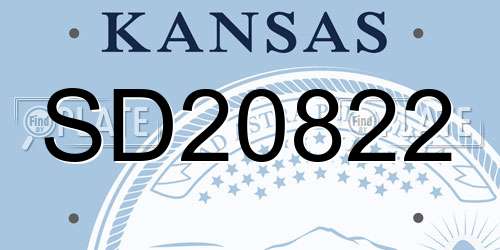 SD20822 Kansas License Plate