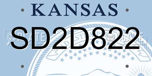 SD2D822 Kansas License Plate