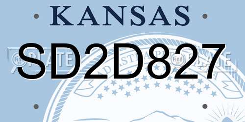 SD2D827 Kansas License Plate