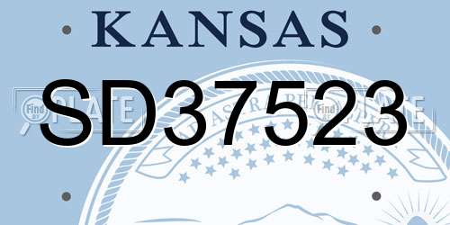 SD37523 Kansas License Plate