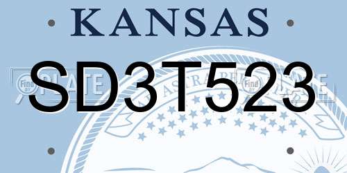SD3T523 Kansas License Plate