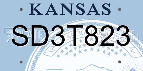 SD3T823 Kansas License Plate