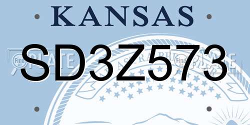 SD3Z573 Kansas License Plate