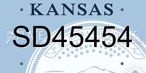 SD45454 Kansas License Plate