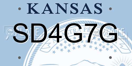 SD4G7G Kansas License Plate