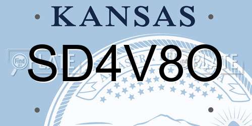 SD4V8O Kansas License Plate