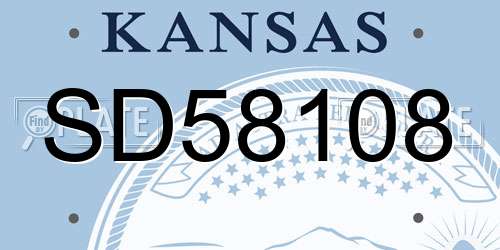 SD58108 Kansas License Plate