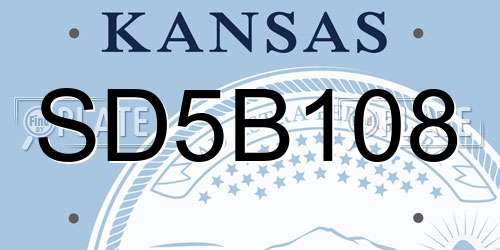 SD5B108 Kansas License Plate