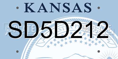 SD5D212 Kansas License Plate