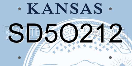 SD5O212 Kansas License Plate