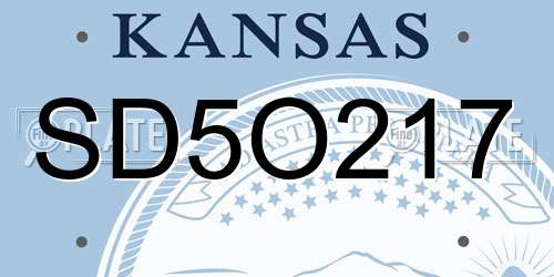 SD5O217 Kansas License Plate