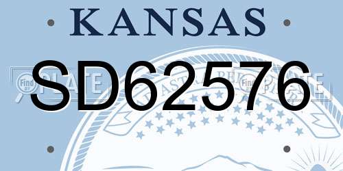 SD62576 Kansas License Plate