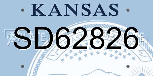 SD62826 Kansas License Plate