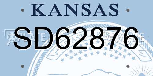 SD62876 Kansas License Plate