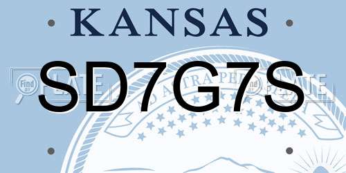 SD7G7S Kansas License Plate