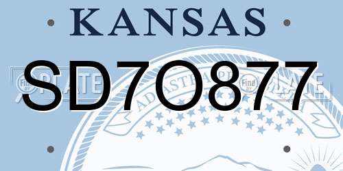 SD7O877 Kansas License Plate