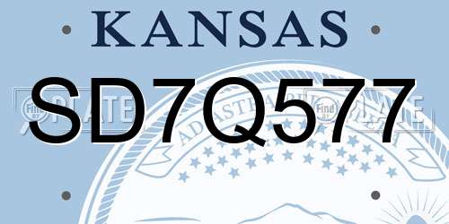 SD7Q577 Kansas License Plate