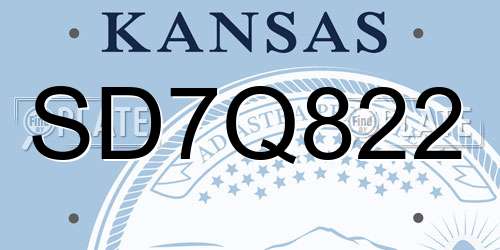 SD7Q822 Kansas License Plate
