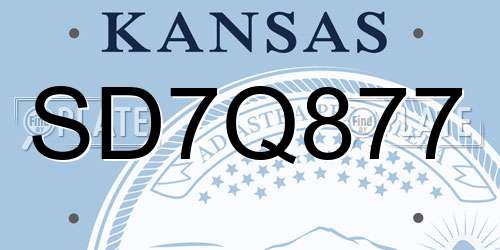 SD7Q877 Kansas License Plate