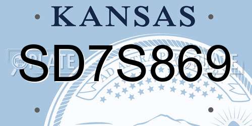 SD7S869 Kansas License Plate