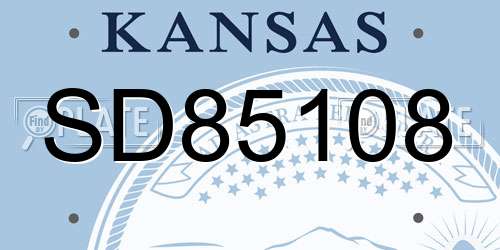 SD85108 Kansas License Plate