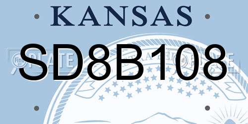 SD8B108 Kansas License Plate