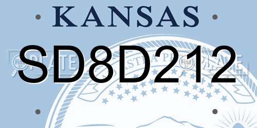 SD8D212 Kansas License Plate