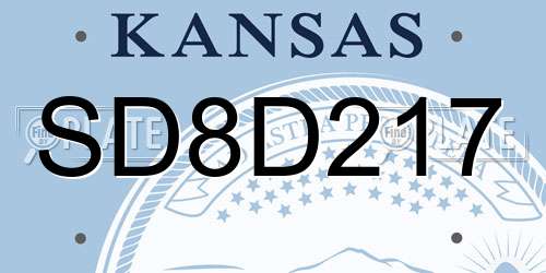 SD8D217 Kansas License Plate