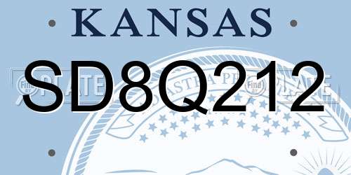 SD8Q212 Kansas License Plate