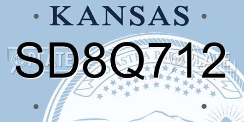 SD8Q712 Kansas License Plate