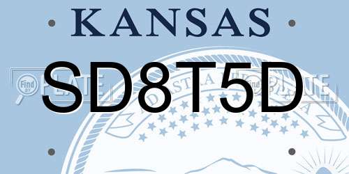 SD8T5D Kansas License Plate