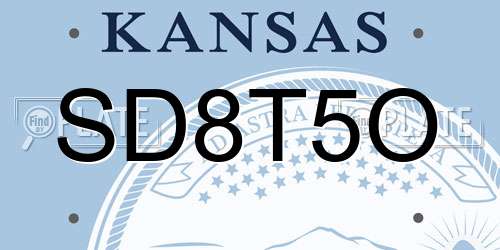 SD8T5O Kansas License Plate