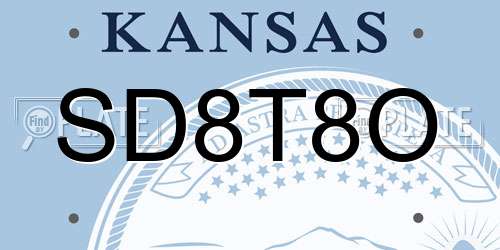 SD8T8O Kansas License Plate
