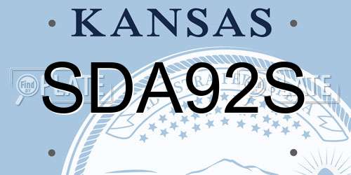 SDA92S Kansas License Plate
