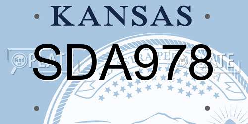 SDA978 Kansas License Plate