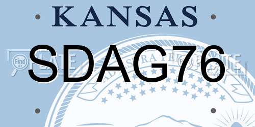 SDAG76 Kansas License Plate