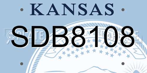 SDB8108 Kansas License Plate