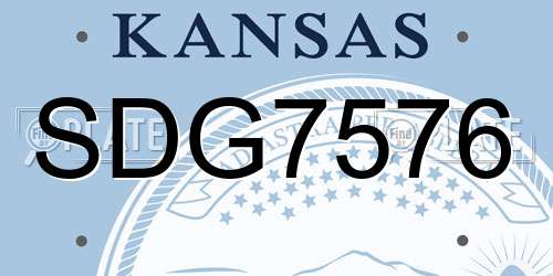 SDG7576 Kansas License Plate