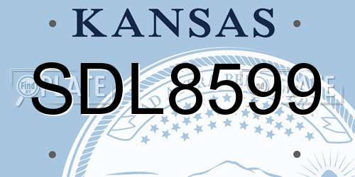 SDL8599 Kansas License Plate