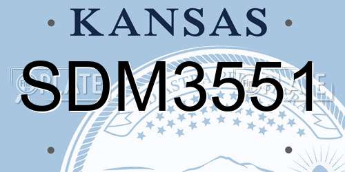 SDM3551 Kansas License Plate