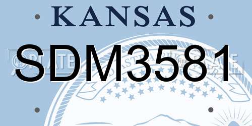 SDM3581 Kansas License Plate