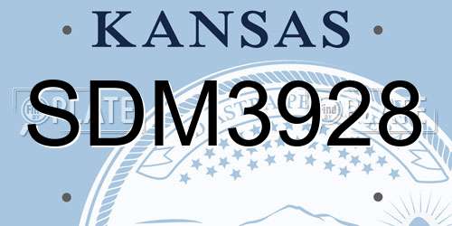 SDM3928 Kansas License Plate