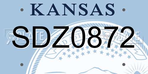SDZ0872 Kansas License Plate