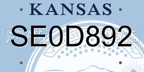 SE0D892 Kansas License Plate