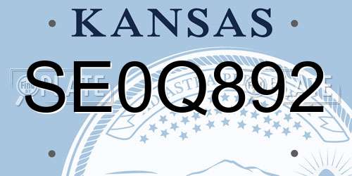 SE0Q892 Kansas License Plate