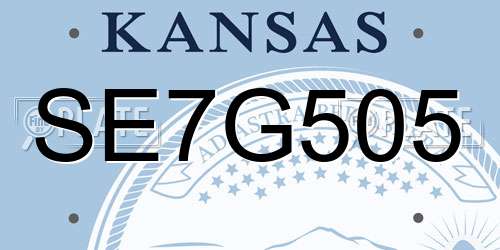 SE7G505 Kansas License Plate