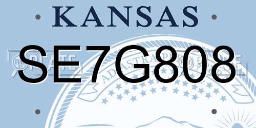 SE7G808 Kansas License Plate