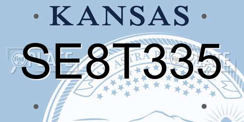 SE8T335 Kansas License Plate