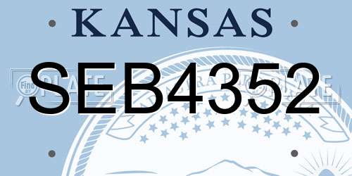 SEB4352 Kansas License Plate